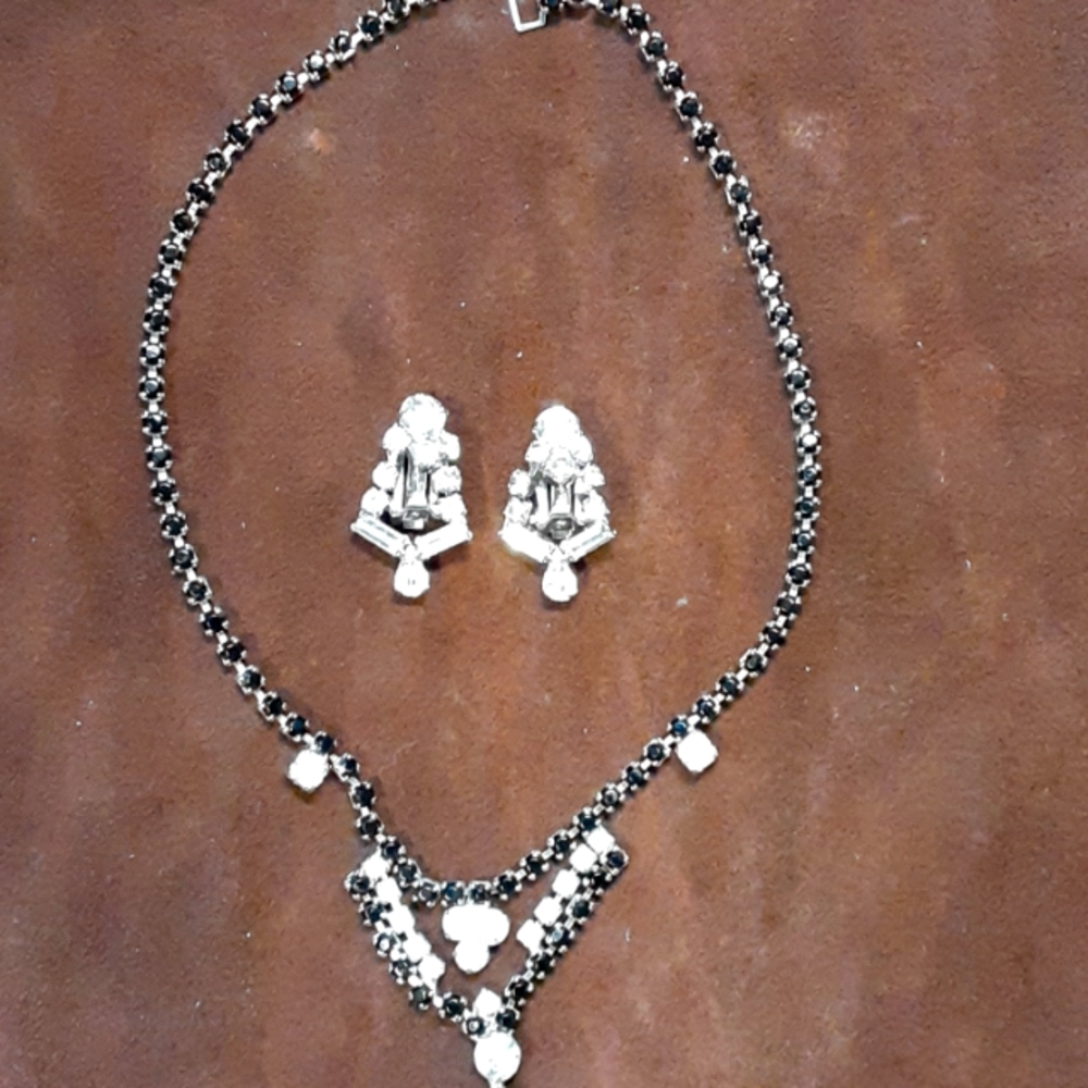 Rhinestone necklace and earrings